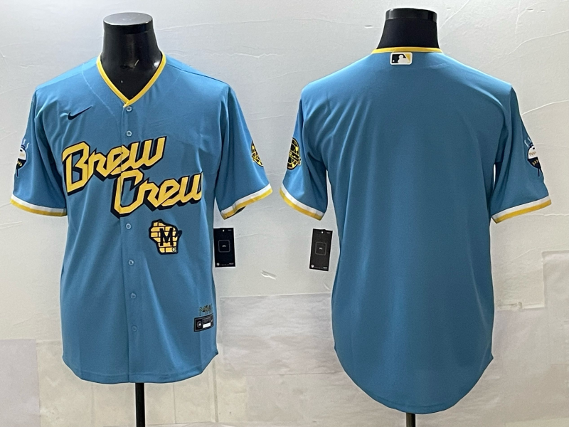 Men Milwaukee Brewers blank blue Nike MLB 2025 Jersey 003